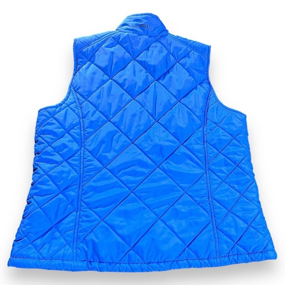 Lauren Ralph Lauren Diamond Quilted Vest Royal Blue w/ Black Zippered Size XL​ - Picture 2 of 10